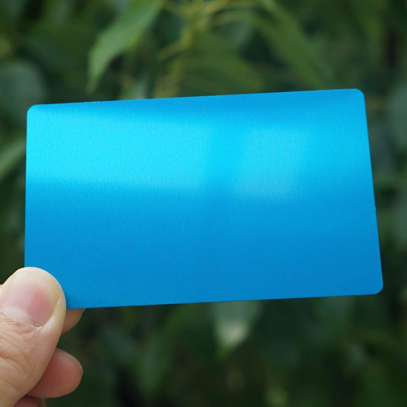 RXBC2011 بطاقات عمل معدنية فارغة RXBC2011 نقش بالليزر ألومنيوم أزرق عبوة من 100 - Image 3